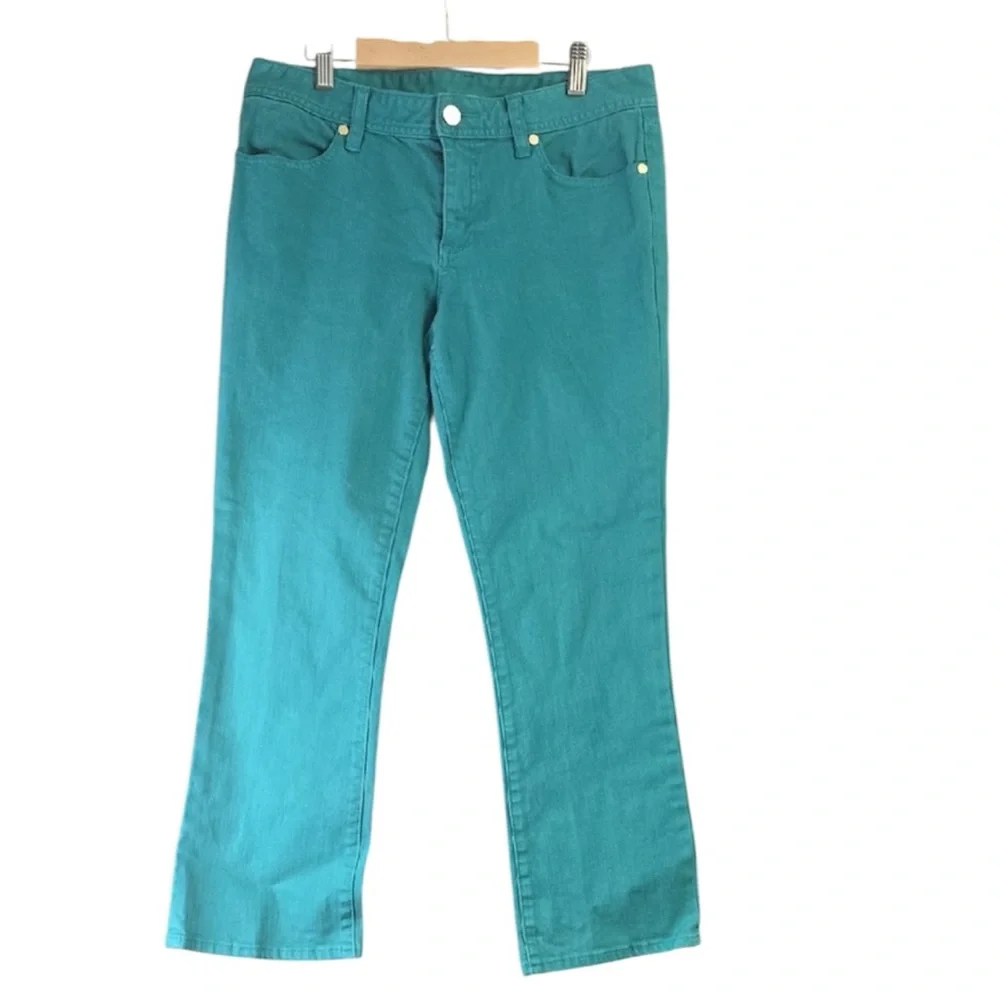Tory Burch Teal Cropped Slim Jeans Size 29